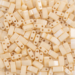 Miyuki Half Tila Seed Bead Opaque Beige Luster 7.5g Tube (593)