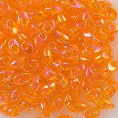 Miyuki Long Magatama Seed Bead Transparent Orange AB 8g Tube (253)