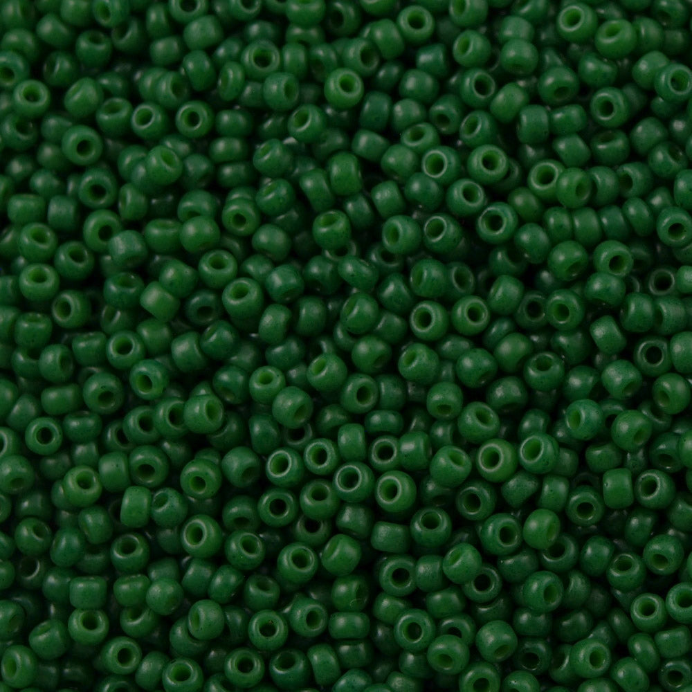 50g Miyuki Round Seed Bead 11/0 Opaque Dyed Hunter Green (2048)