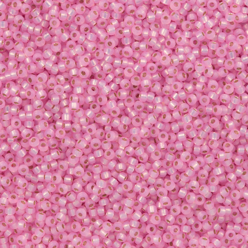 50g Miyuki Round Seed Bead 11/0 Silver Lined Dyed Light Pink (643)