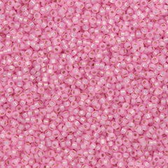 8g Miyuki Round Seed Bead 11/0 Silver Lined Dyed Light Pink (643)