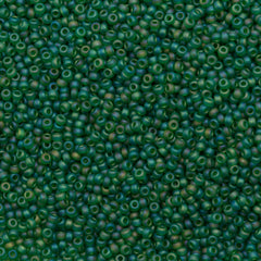 Miyuki Round Seed Bead 15/0 Transparent Matte Green AB 10g (146FR)