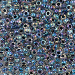 Miyuki Round Seed Bead 6/0 Inside Color Lined Noir AB 20g Tube (283)