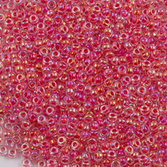 50g Miyuki Round Seed Bead 11/0 Dark Color Lined Coral AB (276)