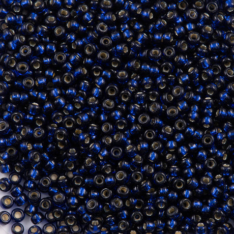Miyuki Round Seed Bead 11/0 Duracoat Silver Lined Dyed Navy Blue (4281)