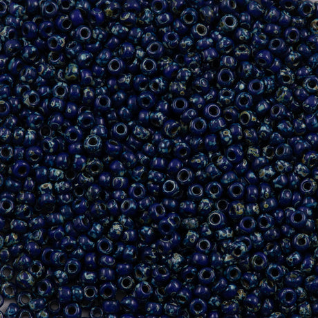 50g Miyuki Round Seed Bead 11/0 Opaque Picasso Cobalt (4518)