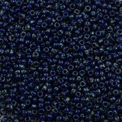 50g Miyuki Round Seed Bead 11/0 Opaque Picasso Cobalt (4518)
