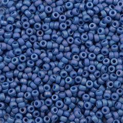Miyuki Round Seed Bead 11/0 Soft Blue Frosted Rainbow Opaque Glazed 22g Tube (4704)