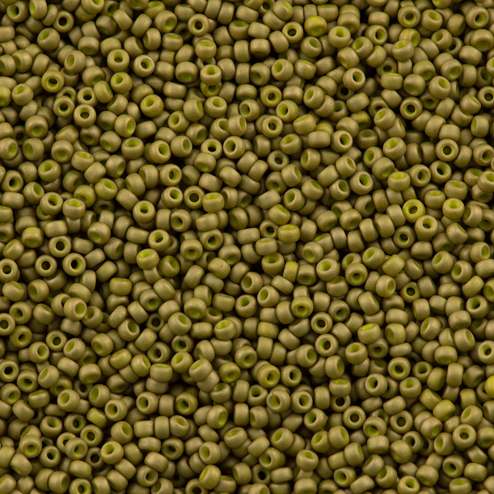 50g Miyuki Round Seed Bead 11/0 Opaque Matte Yellow Green (2032)