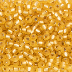 Miyuki Round Seed Bead 6/0 Matte Silver Lined Gold 20g Tube (3F)