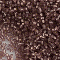 Miyuki Triangle Seed Bead 10/0 Matte Silver Lined Smoky Amethyst 10g Tube (1804F)