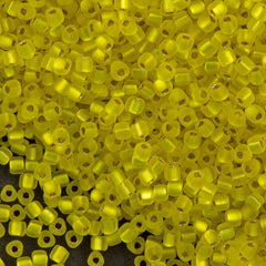 Miyuki Triangle Seed Bead 10/0 Matte Silver Lined Yellow 10g Tube (6F)