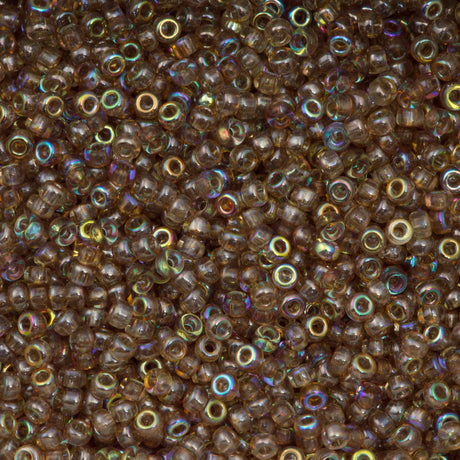 Miyuki Unions Round Seed Bead 11/0 Crystal Brown Rainbow 24g Tube (98532)