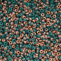 Miyuki Unions Round Seed Bead 11/0 Matte Opaque Green Turquoise Capri Gold 24g Tube (00412CGF)