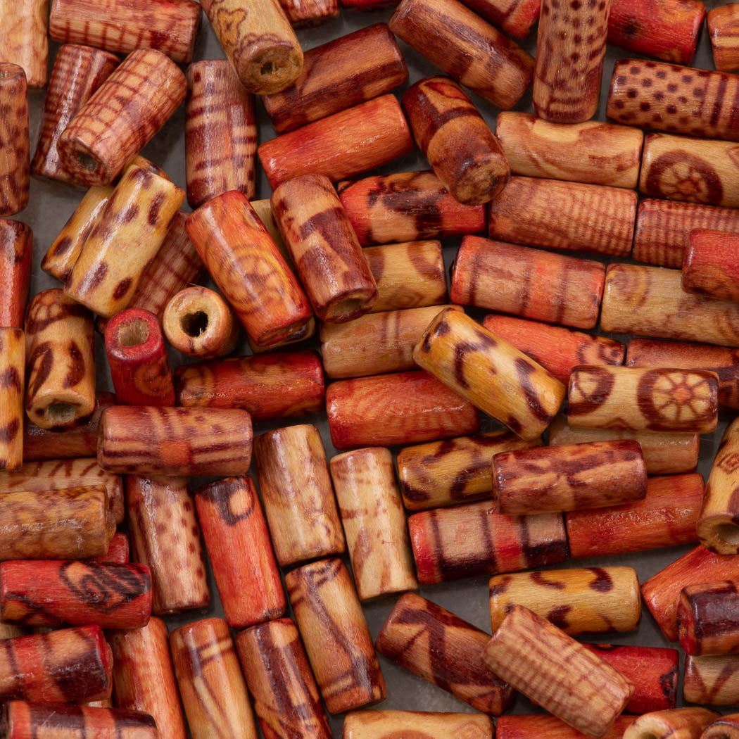 20 Painted wood 12x5mm Tube bead mix – Aura Crystals, LLC