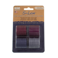 Plum Crazy 4pc Mix S-Lon Bead Cord Mix 77 Yard Spool .5mm TEX 210