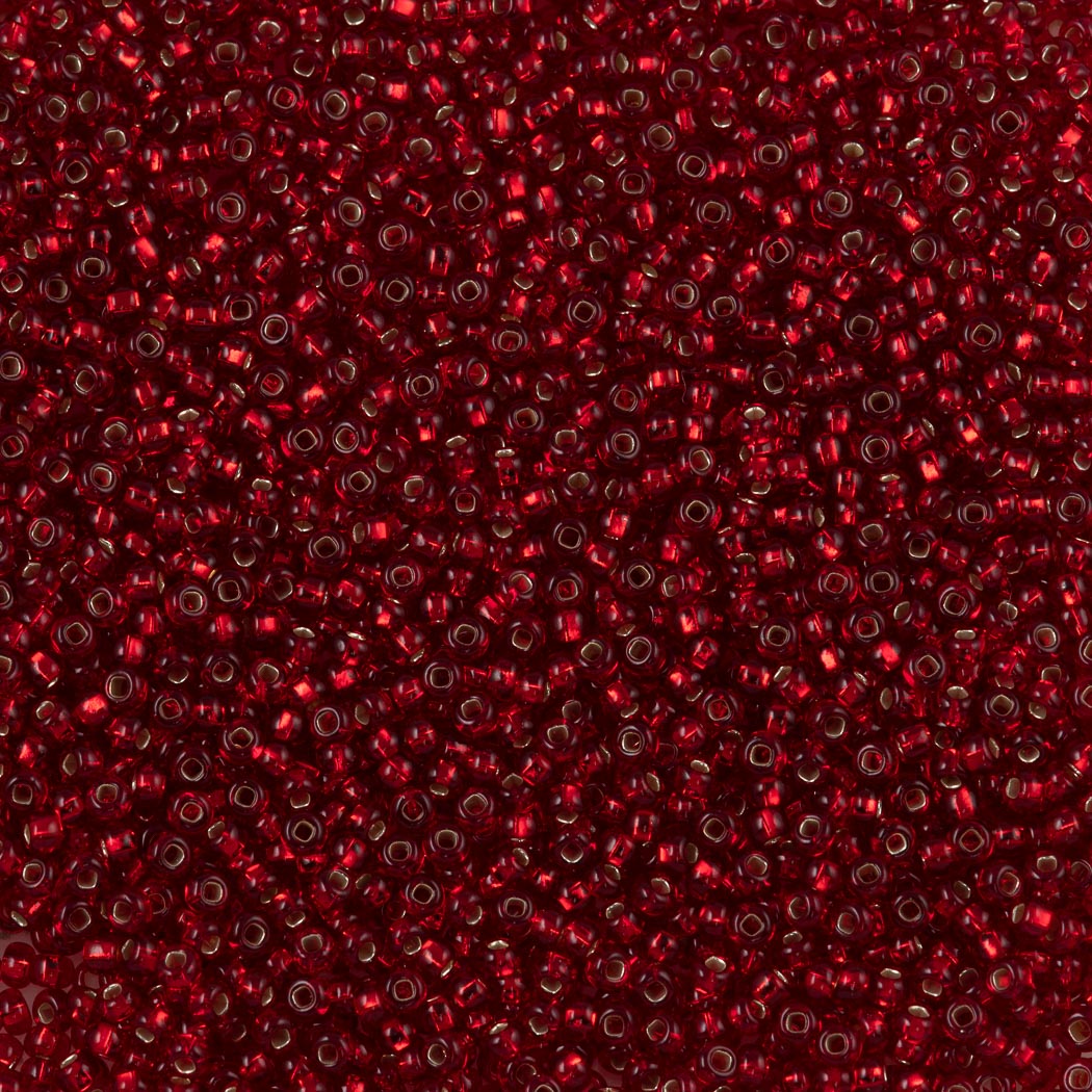 Czech Seed Bead 10/0 Silver Lined Ruby (97090)