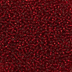 50g Czech Seed Bead 10/0 Silver Lined Ruby (97090)