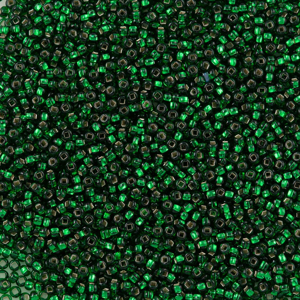 Czech Seed Bead 11/0 Green Silver Lined (57060)