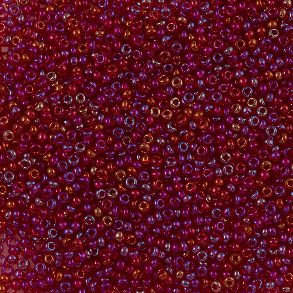 Czech Seed Bead 11/0 Transparent Light Ruby AB 2-inch Tube (91070)