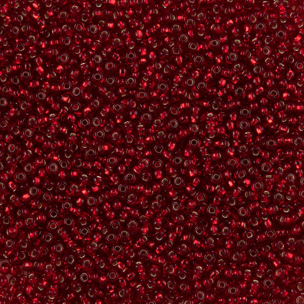 Czech Seed Bead 11/0 Ruby Silver Lined 22g Tube (97090)