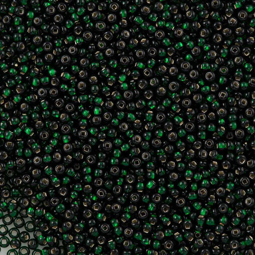 Czech Seed Bead 6/0 Silver Lined Dark Green 2-inch Tube (57150)