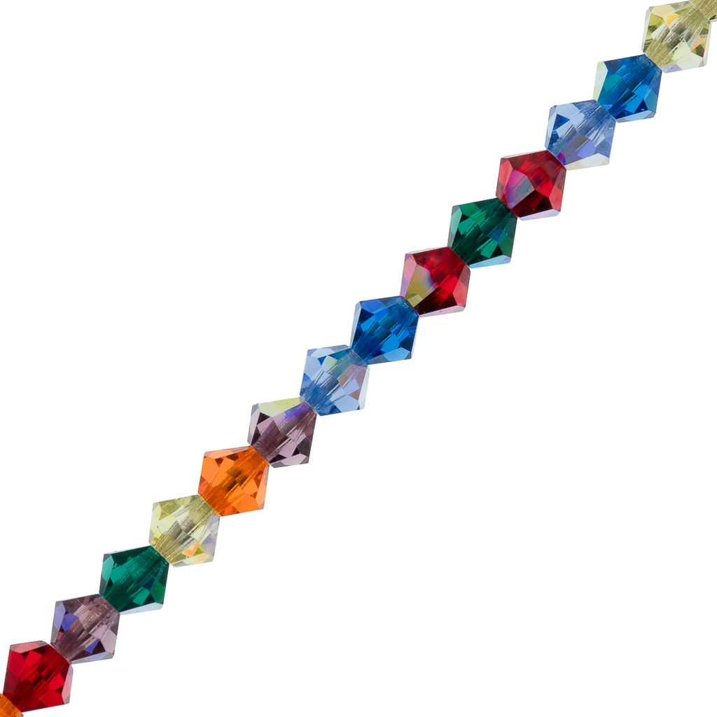 42 Preciosa Crystal Bicone Bead 3mm Rainbow AB Mix