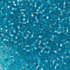 Czech Seed Bead 6/0 Aqua Silver Lined 2-inch Tube (67010)
