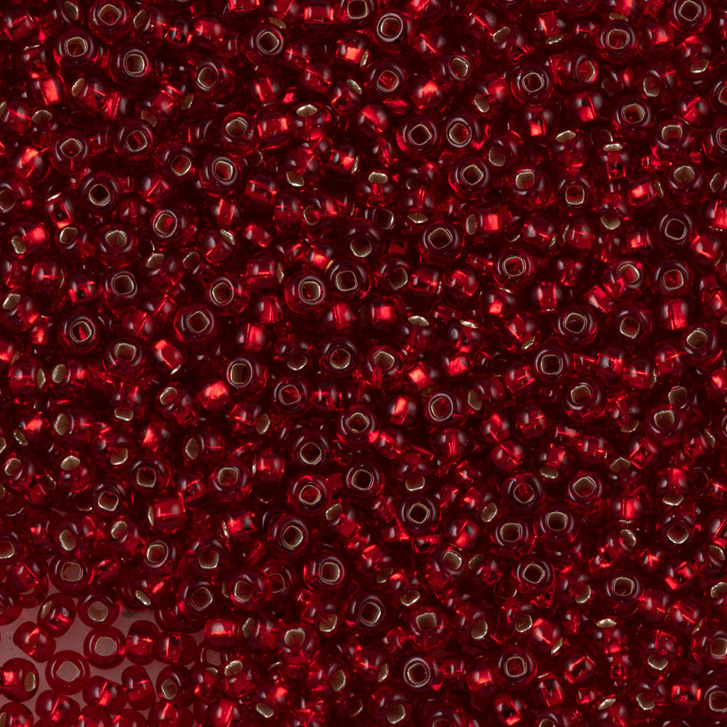 Czech Seed Bead 6/0 Light Ruby Silver Lined 2-inch Tube (97070)