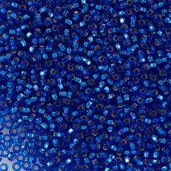 Czech Seed Bead 8/0 Silver Lined Sapphire 2-inch Tube (37050)