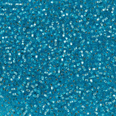 Czech Seed Bead 8/0 Aqua Silver Lined 2-inch Tube (67010)