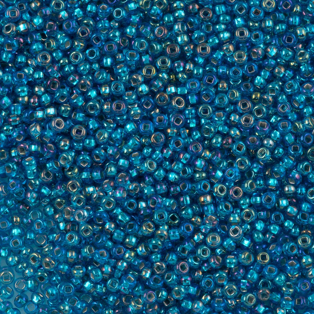 Czech Seed Bead 8/0 Silver Lined Dark Aqua AB 50g (67159)