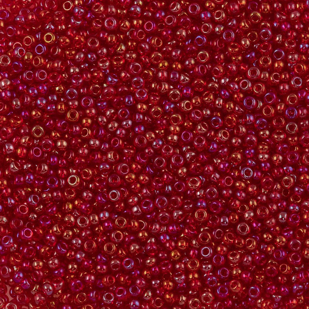 Czech Seed Bead 8/0 Transparent Light Ruby AB 2-inch Tube (91070)
