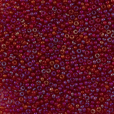 Czech Seed Bead 8/0 Transparent Ruby AB 22g Tube (91090)