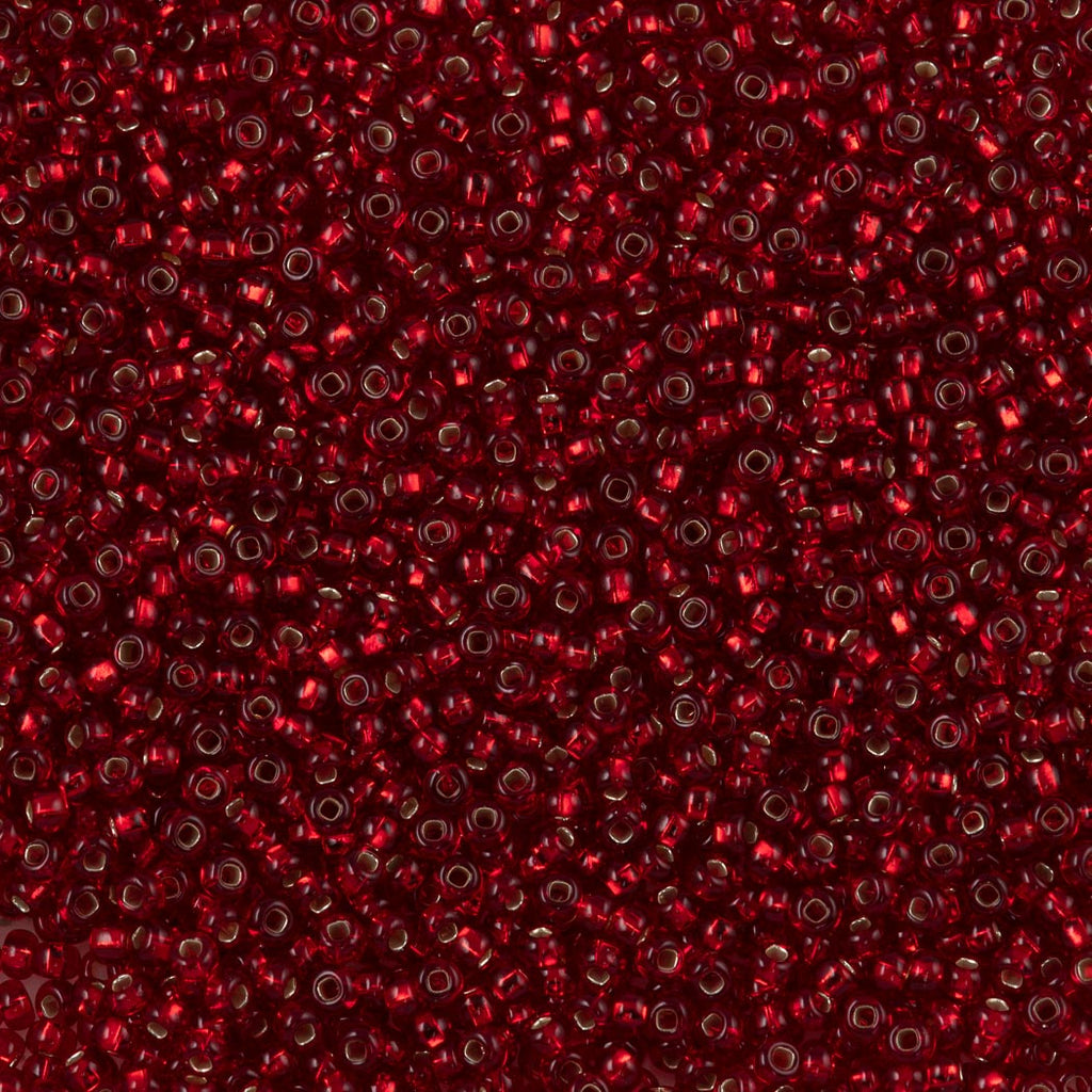 Czech Seed Bead 8/0 Ruby Silver Lined 22g Tube (97090)