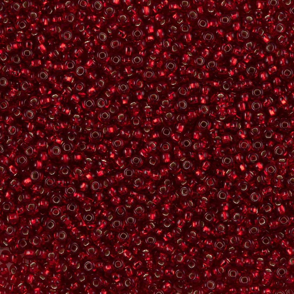 Czech Seed Bead 8/0 Silver Lined Ruby (97090)