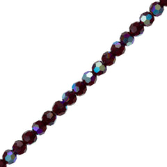 24 Preciosa Crystal 4mm Round Bead Siam AB (90090AB)