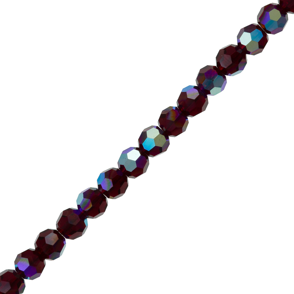 24 Preciosa Crystal 6mm Round Bead Siam AB (90090AB)