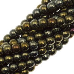 200 Czech 4mm Pressed Glass Round Beads Brown Iris (21415)