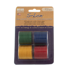 Primary 4pc Mix S-Lon Bead Cord Mix 77 Yard Spool .5mm TEX 210