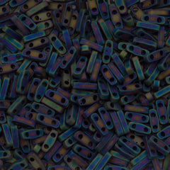 Miyuki Quarter Tila Seed Bead Opaque Matte Black AB 7g Tube (401FR)