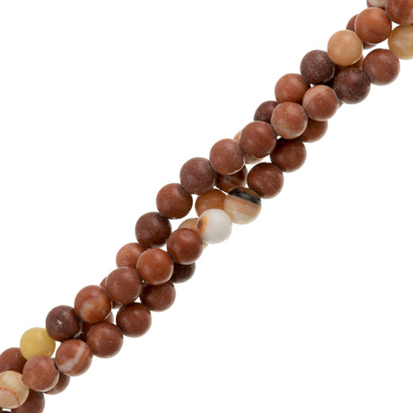 Red Marble 6.5mm round beads 16" Strand