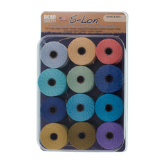 Sand And Sea 12pc Mix S-Lon Bead Cord Mix 77 Yard Spool .5mm TEX 210