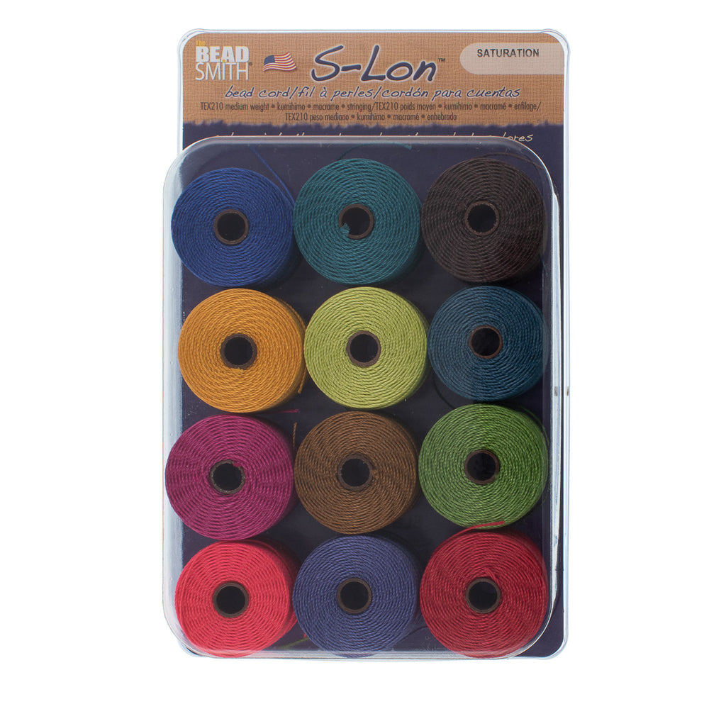 Saturation 12pc Mix S-Lon Bead Cord Mix 77 Yard Spool .5mm TEX 210