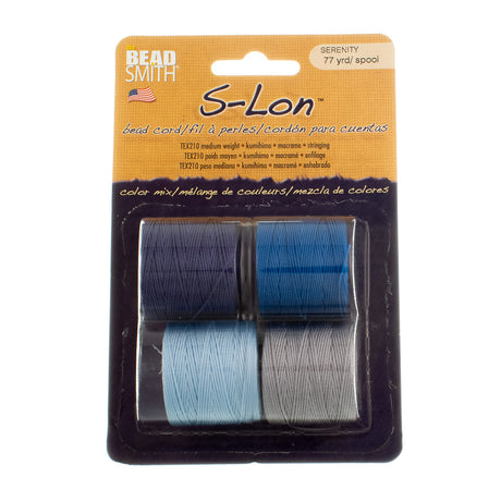 Serenity 4pc Mix S-Lon Bead Cord Mix 77 Yard Spool .5mm TEX 210