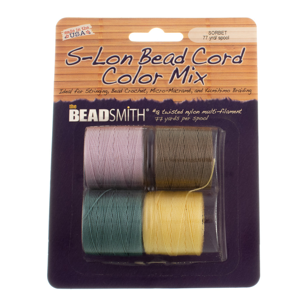 Sorbet 4pc Mix S-Lon Bead Cord Mix 77 Yard Spool TEX 210