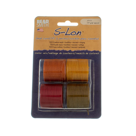 Spice 4pc Mix S-Lon Bead Cord Mix 77 Yard Spool .5mm TEX 210