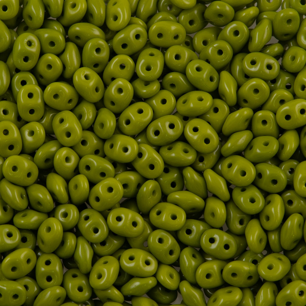 Super Duo 2x5mm Two Hole Beads Opaque Green (53410)