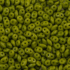 Super Duo 2x5mm Two Hole Beads Opaque Green (53410)