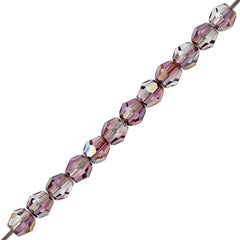 12 TRUE CRYSTAL 3mm Faceted Round Bead Lilac Shadow (001 LISH)